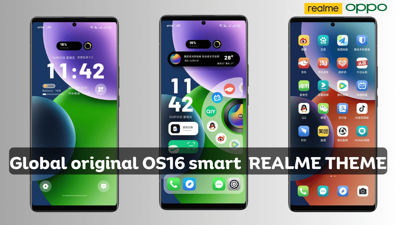 Global Original OS16 iOS Theme for RealmeUI with Customizable Lockscreen