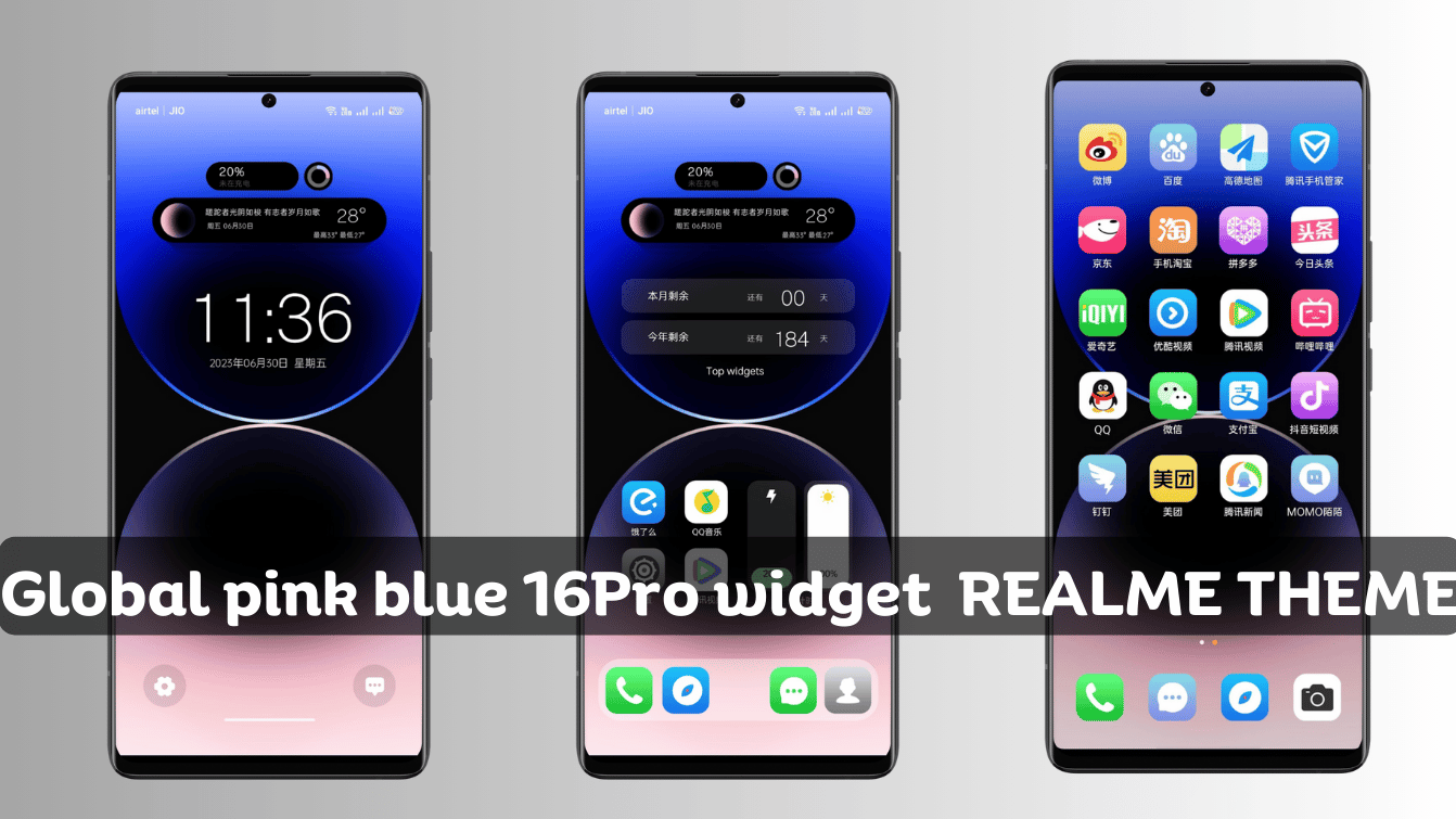 Global Pink Blue 16Pro iOS Theme for Realme