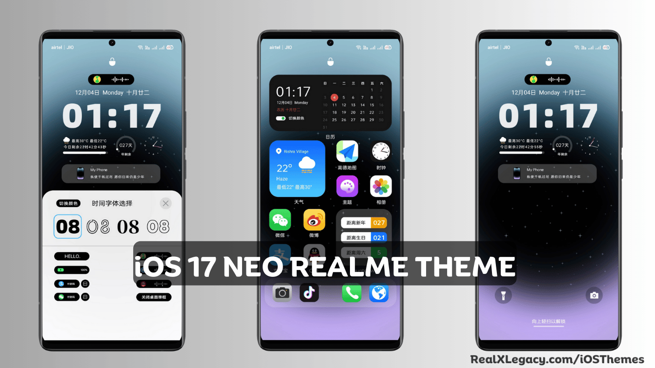 iOS 17 Neo iOS Theme for Realme with Charging Animation